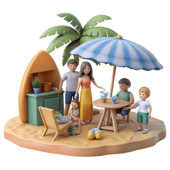 serene abstract Family Gathering at Beach Isolated authentic png