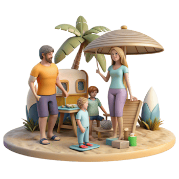 serene artistic Family Gathering at Beach Isolated professional png