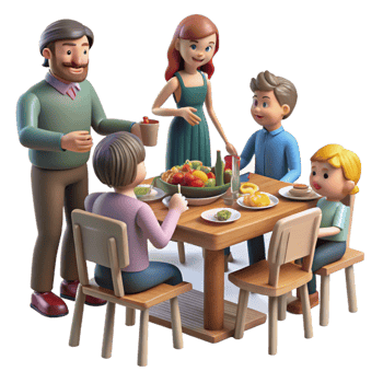 magnificent contemporary Family Gathering for Holiday Meal Isolated original png