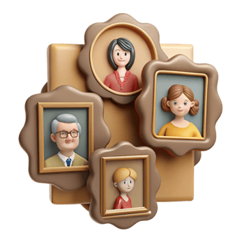 impressive rustic Family History Displayed in Frames Cutout professional png