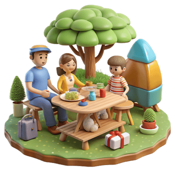 stunning artistic Family Picnic in Park Isolated professional png