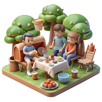 serene abstract Family Picnic in Park Isolated original png