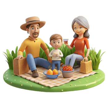 beautiful abstract Family Picnicking in Meadow Isolated Transparent Background Sunny Day original png