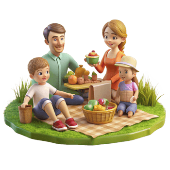 impressive contemporary Family Picnicking in Meadow Isolated Transparent Background Sunny Day exclusive png