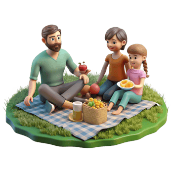 extraordinary traditional Family Picnicking in Meadow Isolated Transparent Background Sunny Day genuine png