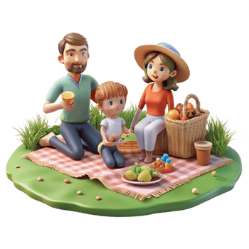 stunning traditional Family Picnicking in Meadow Isolated Transparent Background Sunny Day high resolution png