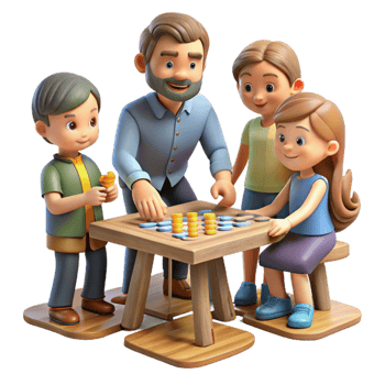 magnificent artistic Family Playing Board Game Isolated authentic png