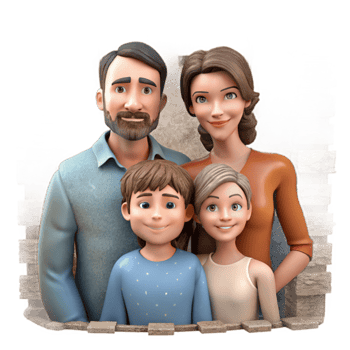 wonderful creative Family Portrait with Rustic Background Isolated professional png