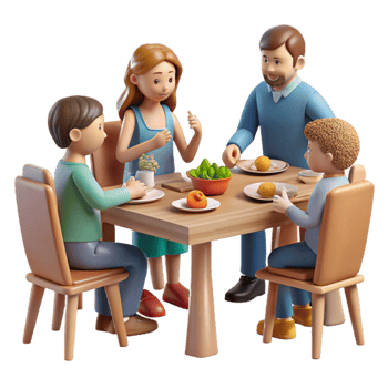 extraordinary vintage Family Reconnecting at Dinner Table Cutout Isolated premium png