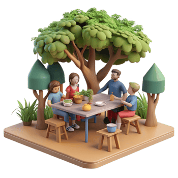 impressive modern Family Reunion Picnic Under Trees Cutout authentic png