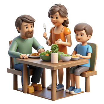 vibrant rustic Family Sharing a Meal Together Isolated high resolution png