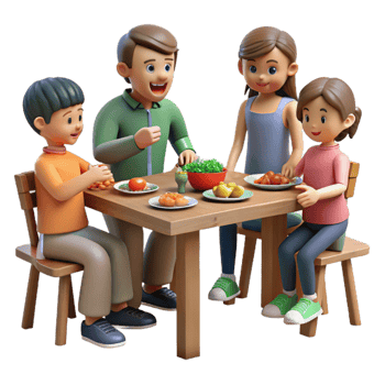 magnificent classic Family Sharing a Meal Together Isolated premium png