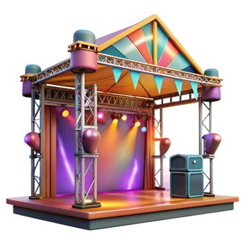 impressive classic Festival Stage Lighting Rig Night View Cutout premium png