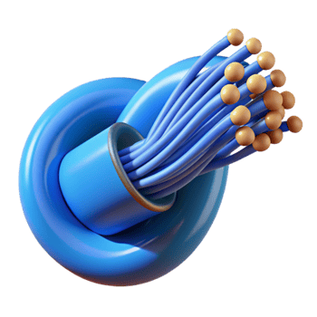 extraordinary creative Fiber Optic Cable Entanglement Effect Blue Light Isolated professional png