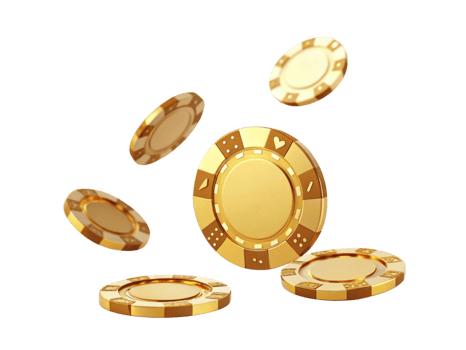 Golden casino chips floating in air, symbolizing luck and gambling png