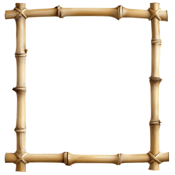 3D Bamboo Frame Border With Natural Texture On Transparent Background png