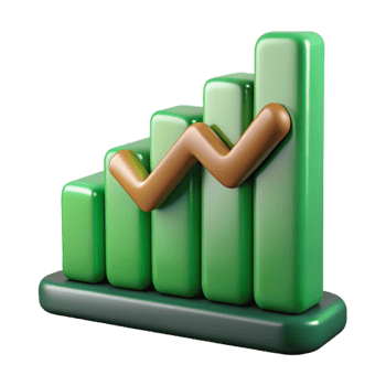 wonderful traditional Financial Data Chart Isolated with Green Upward Trend detailed png