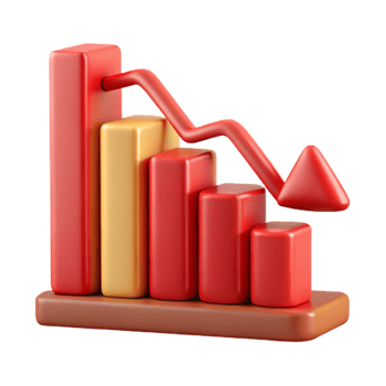 impressive creative Financial Data Graph Isolated with Red Downward Trend detailed png
