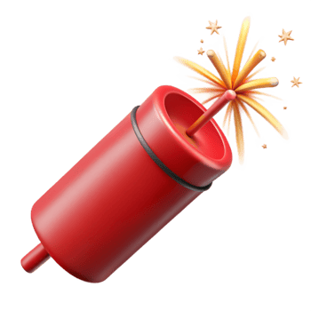 dramatic traditional Firecracker Exploding Sparkling Red Isolated authentic png