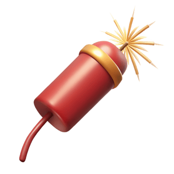 impressive artistic Firecracker Isolated with Sparkling Trail high quality png