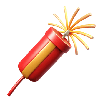 impressive creative Firecracker with Sparkler Trail Red and Gold Transparent Background genuine png
