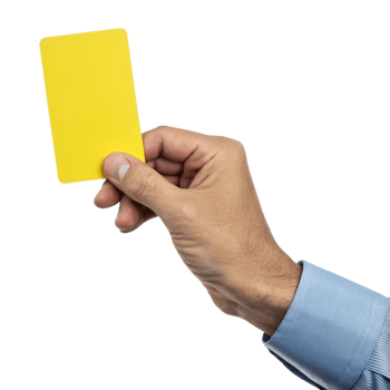 hand holding yellow card against transparency background, symbolizing caution or warning png