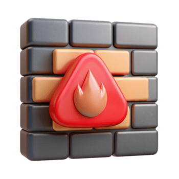 stunning classic Firewall Icon with Red Warning Symbol Isolated premium png