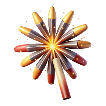 extraordinary creative Fireworks Display Cutout with Sparkling Bursts Isolated original png
