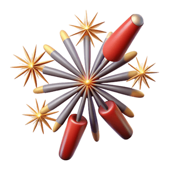 elegant rustic Fireworks Display Cutout with Sparkling Bursts Isolated high resolution png