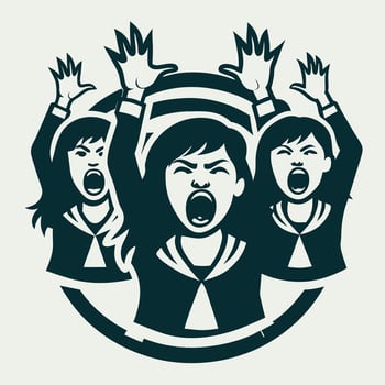 Female Students Open Mouthed Logo Announcement vector