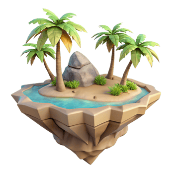 dramatic artistic Floating Island Paradise Cutout Isolated Element exclusive png