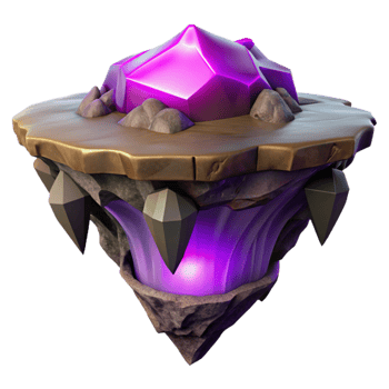extraordinary creative Floating Island with Purple Glow Transparent Background Isolated exclusive png