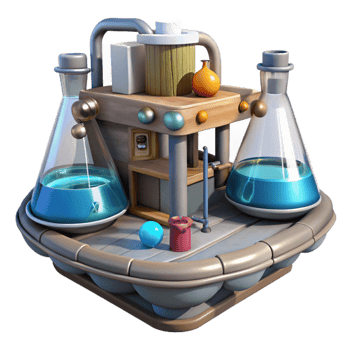 extraordinary traditional Floating Laboratory with Scientific Equipment Isolated authentic png
