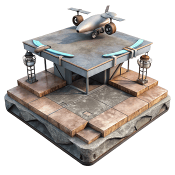 serene contemporary Floating Platform with Landing Pad for Aircraft Element genuine png
