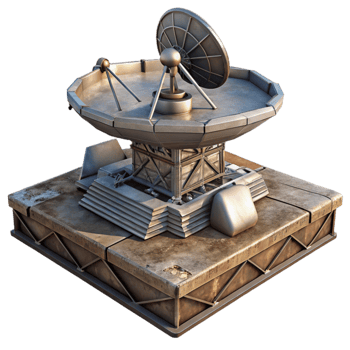 wonderful classic Floating Platform with Radar Dish and Antennas Isolated genuine png