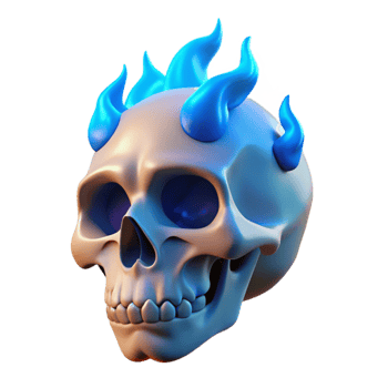 serene traditional Floating Skull Cutout with Green Flames exclusive png