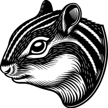 A chipmunk head in a woodcut style vector