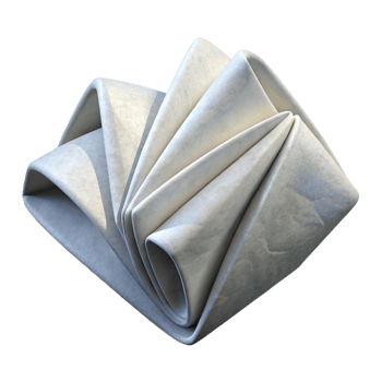 serene modern Folded White Napkin Top View Isolated original png