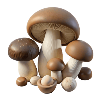 elegant vintage Foraged Mushrooms Flat Lay Isolated with Earth Tones high quality png