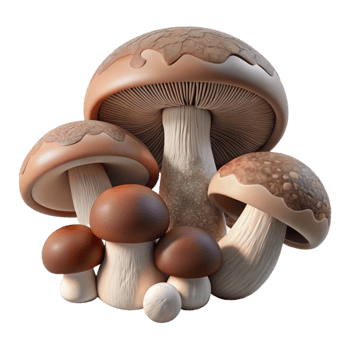 serene creative Foraged Mushrooms Flat Lay Isolated with Earth Tones genuine png