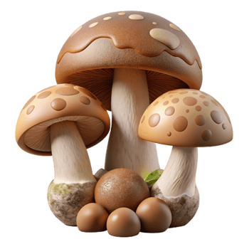wonderful minimalist Foraged Mushrooms Flat Lay Isolated with Earth Tones high quality png