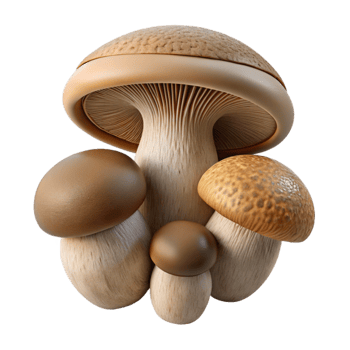 dramatic minimalist Foraged Mushrooms Flat Lay Isolated with Earth Tones authentic png