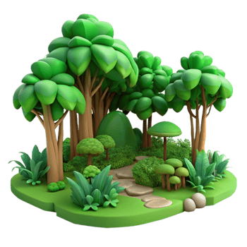 vibrant traditional Forest Scene Lush Green Transparent Background high quality png