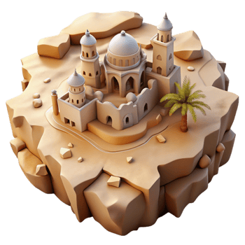 beautiful vintage Forgotten City Through Cracked Desert Sand Isolated png