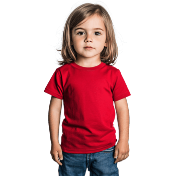 Happy child posing in a red t-shirt png
