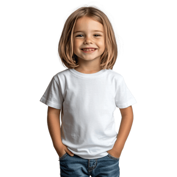 Little one in a classic white tee png