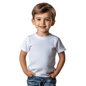 boy posing in white casual t-shirt png
