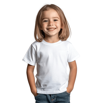 White tee worn by little girl png