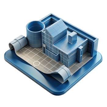magnificent contemporary Fusion Architecture Blueprint Cutout on White detailed png