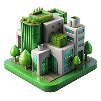 serene abstract Future Architecture Cutout with Innovative Green Features original png